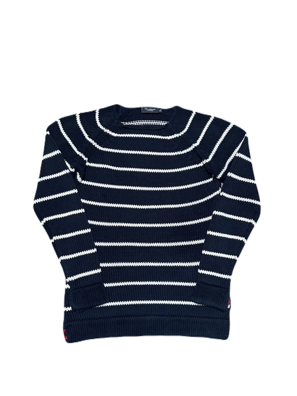 Holebrook Sweden Navy Striped Organic Cotton Knit Sweater Roll Neck Womens XS